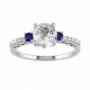Top 10 ❤️ Unbranded Round-Cut Diamond, Lab-Created White Sapphire & Lab-Created Blue Sapphire Engagement Ring In 10k White Gold (1/10 Ct. T.W.) 👍