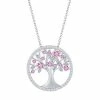 Budget 😍 Unbranded Sterling Silver Pink Cubic Zirconia Tree Of Life Necklace ✨