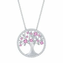 Budget 😍 Unbranded Sterling Silver Pink Cubic Zirconia Tree Of Life Necklace ✨