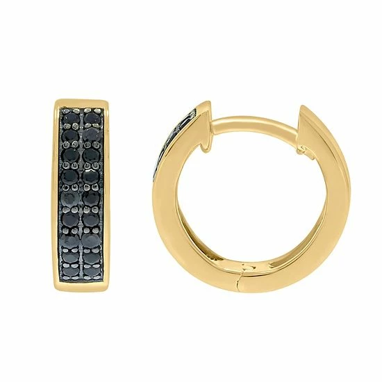 Brand new โ๏ธ Unbranded Men's Sterling Silver 1/3 Carat T.W. Diamond Hoop Earrings Gold Tone ๐ - Image 2