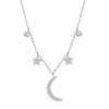 Cheap 🔔 Unbranded Sterling Silver Cubic Zirconia Moon & Stars Necklace 🌟