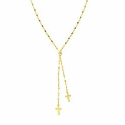 New 🤩 Unbranded 14k Gold Adjustable Cross Lariat Necklace 🤩