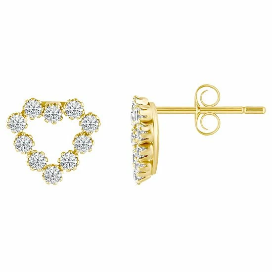 Promo ๐ Unbranded Kids' 14k Gold Cubic Zirconia Heart Stud Earrings โ