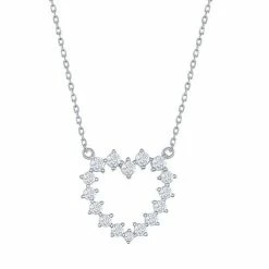 Buy ⭐ Unbranded Sterling Silver Cubic Zirconia Heart Pendant Necklace ✔️
