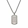 New 💯 Unbranded Men's Stainless Steel Cubic Zirconia Accent Lord's Prayer 🦮 Dog Tag Pendant Necklace Silver Tone 🔥