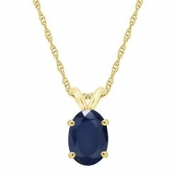 Best Pirce 🌟 Celebration Gems 14k Gold Oval Sapphire Pendant Necklace 🔔