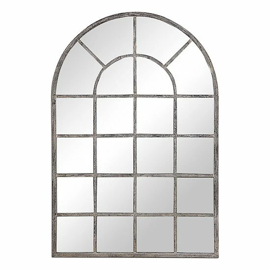 Cheapest ๐คฉ Unbranded Rustic Gray Metal Arched Windowpane Wall Mirror ๐ฏ