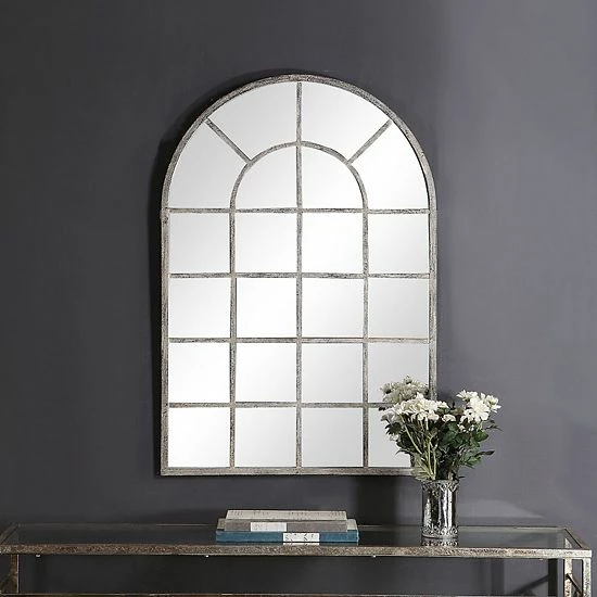 Cheapest ๐คฉ Unbranded Rustic Gray Metal Arched Windowpane Wall Mirror ๐ฏ - Image 2