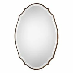 Hot Sale 🧨 Unbranded Rounded Edged Wood Frame Wall Mirror. 🤩