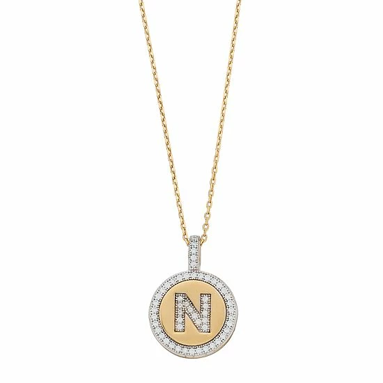 Promo ๐ Unbranded 14k Gold Over Silver Cubic Zirconia Initial Pendant Necklace ๐ - Image 4