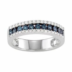 Best Pirce ⌛ Unbranded Sterling Silver 1/4 Carat T.W. Blue & White Diamond Ring 🌟