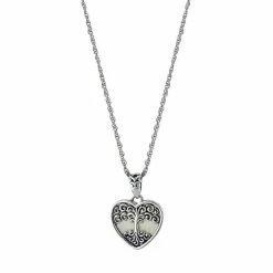 Outlet 🎁 Unbranded Sterling Silver Oxidized 👩 Mother Of Pearl Tree Heart Pendant Necklace 😉