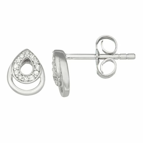 Coupon ๐ฏ Unbranded Sterling Silver Diamond Accent Double Teardrop Stud Earrings ๐