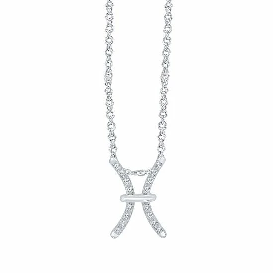 Best deal 😉 Unbranded Sterling Silver 1/10 Carat T.W. Diamond Pave Pisces Zodiac Pendant Necklace Silver Tone 🛒