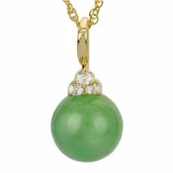 Brand new 🎁 Unbranded 14k Gold Over Silver Jade Bead & White Topaz Pendant Necklace 🎁