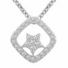 Best Pirce 🧨 Unbranded Sterling Silver 1/4 Carat T.W. Diamond Halo Star Pendant Necklace 🤩