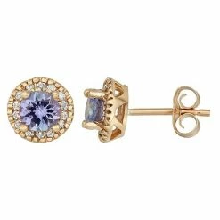 Deals 🛒 Unbranded The Regal Collection 14k Gold Tanzanite & 1/8 Carat T.W. IGL Certified Diamond Halo Stud Earrings Rose 🎁