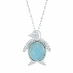 Cheapest 🛒 Unbranded Sterling Silver Larimar Penguin Pendant Necklace 🎉