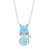 Promo 😀 Unbranded Sterling Silver Genuine Larimar Cat Pendant Necklace 🔔