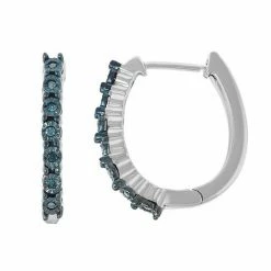 Wholesale 😉 Unbranded Sterling Silver Blue Diamond Accent Hoop Earrings 🎁