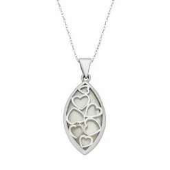 Promo ❤️ Unbranded Sterling Silver 👩 Mother-of-Pearl Reversible Marquise Pendant Necklace 💯