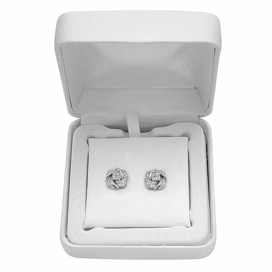 Outlet ๐คฉ Unbranded Sterling Silver 1/4 Carat T.W. Diamond Cluster Knot Stud Earrings ๐ - Image 3