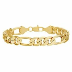 Top 10 😍 Unbranded Men's 14k Gold Plated Figaro Chain Bracelet 14k Gold Over 😍