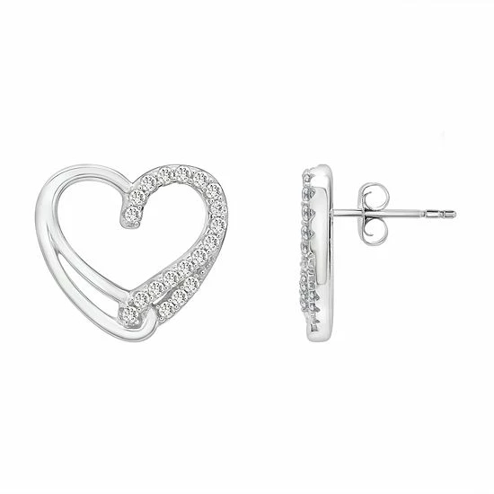 Best deal ✨ Unbranded Sterling Silver 1/4 Carat T.W. Diamond Open Heart Earrings ✨