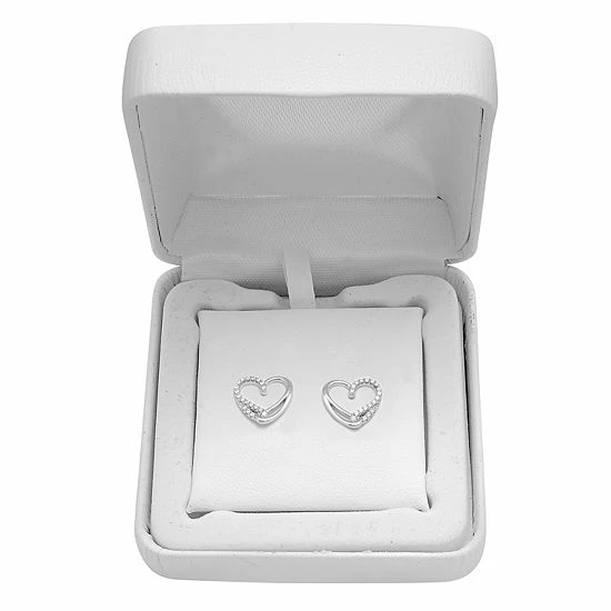 Best deal ✨ Unbranded Sterling Silver 1/4 Carat T.W. Diamond Open Heart Earrings ✨ - Image 3