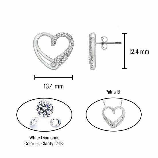 Best deal ✨ Unbranded Sterling Silver 1/4 Carat T.W. Diamond Open Heart Earrings ✨ - Image 5