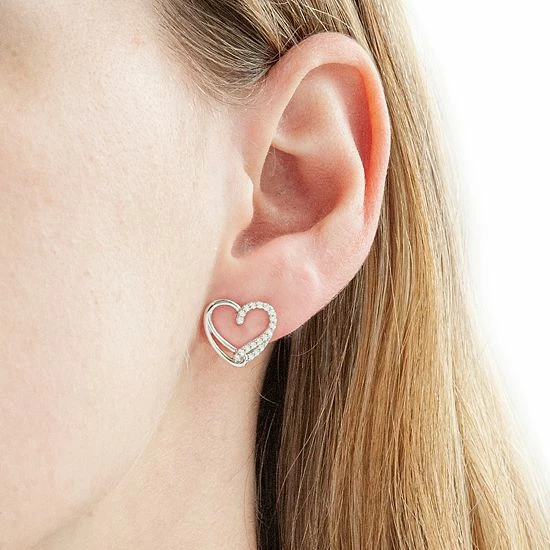 Best deal ✨ Unbranded Sterling Silver 1/4 Carat T.W. Diamond Open Heart Earrings ✨ - Image 6