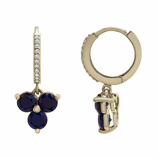 Best Pirce ๐ Unbranded 14k Gold Over Silver 1/10 Carat T.W. Diamond & Lab-Created Sapphire Huggie Earrings ๐ฅ