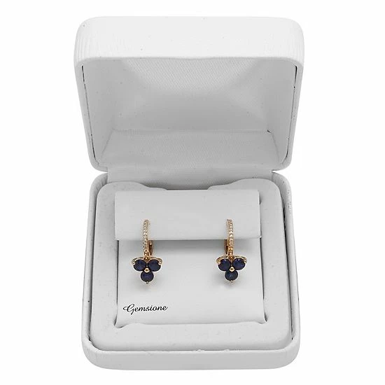 Best Pirce ๐ Unbranded 14k Gold Over Silver 1/10 Carat T.W. Diamond & Lab-Created Sapphire Huggie Earrings ๐ฅ - Image 2