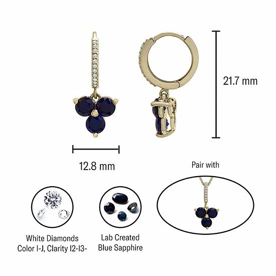 Best Pirce ๐ Unbranded 14k Gold Over Silver 1/10 Carat T.W. Diamond & Lab-Created Sapphire Huggie Earrings ๐ฅ - Image 4