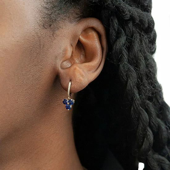 Best Pirce ๐ Unbranded 14k Gold Over Silver 1/10 Carat T.W. Diamond & Lab-Created Sapphire Huggie Earrings ๐ฅ - Image 5