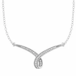 Buy 🎉 Unbranded 1/4 Carat T.W. Diamond 10k White Gold Ribbon Necklace 👍