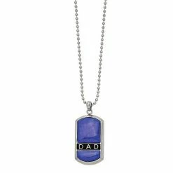 Buy 🎉 Unbranded Men's Enameled Stainless Steel Lapis Lazuli "DAD" 🦮 Dog Tag Necklace 👍