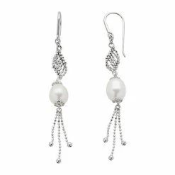 Best deal 🎉 Unbranded Sterling Silver Freshwater Cultured Pearl Twist Drop Earrings 👏