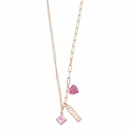 Discount ๐ฏ Unbranded 18k Rose Gold Over Silver Pink Cubic Zirconia Love Charm Necklace ๐