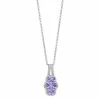 Budget ⭐ Unbranded Sterling Silver Oval Tanzanite & White Zircon Pendant Necklace 🧨