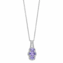 Budget ⭐ Unbranded Sterling Silver Oval Tanzanite & White Zircon Pendant Necklace 🧨