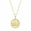 Promo 👍 Unbranded 14k Gold Over Silver 👩 Mother-of-Pearl Crown Disk Pendant Necklace With Cubic Zirconia Accents ❤️