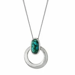 Brand new 💯 Unbranded Sterling Silver Simulated Turquoise Open Circle Pendant Necklace ⭐