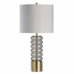 Best deal 🔔 Unbranded Round Clear Glass Table Lamp With Polished Steel Base ⌛