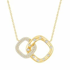 Budget 🥰 Unbranded 14k Gold Over Silver Interlocking Square Cubic Zirconia Necklace 🔔