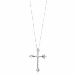 Best Sale 🌟 Unbranded Sterling Silver 1/10 Carat T.W. Diamond Cross Pendant Necklace 🛒