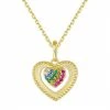 Promo ✨ Unbranded 14k Gold Over Sterling Silver Rainbow Cubic Zirconia Heart Pendant Necklace ⭐