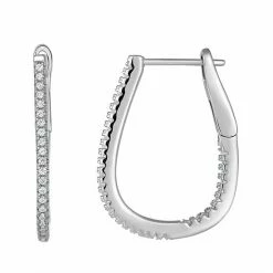 Best Pirce 🎁 Unbranded Sterling Silver Cubic Zirconia Oval Hoop Earrings 🌟
