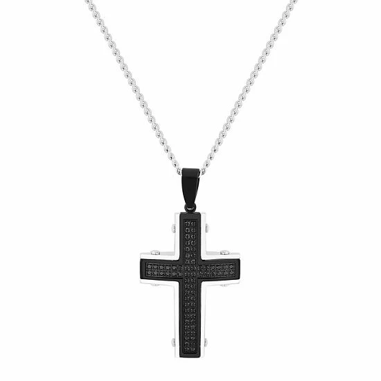 Hot Sale ⭐ Unbranded Black Ion-Plated Stainless Steel Cross Pendant Necklace 🥰