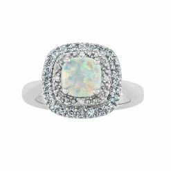 Best deal ✔️ Unbranded Sterling Silver Lab-Created White Opal, Blue Topaz & Diamond Accent Square Ring 🔔